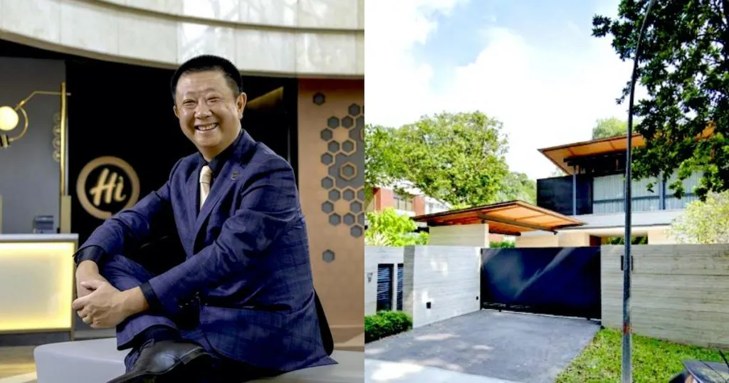 Haidilao co-founder Shi Yonghong alongside the gated driveway of a modern Cluny Hill bungalow